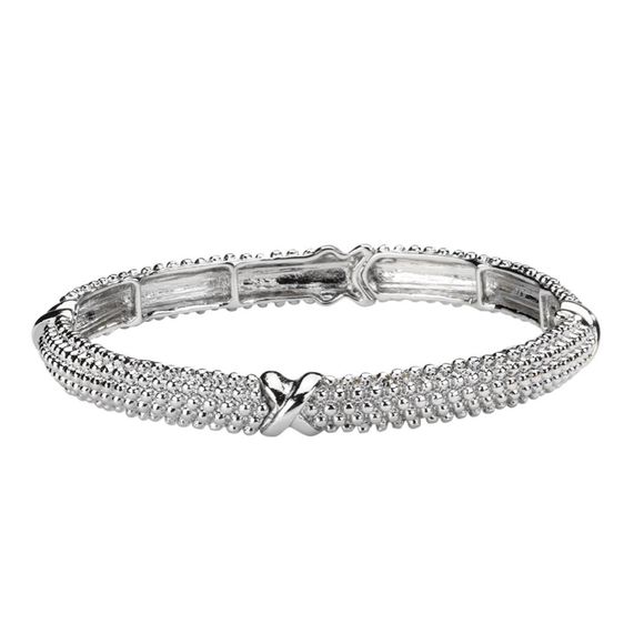 NWT 💎 SIMPLE AND SEXY SILVER RICA BEVELED BANGLE BRACELET GIFT - Picture 1 of 7